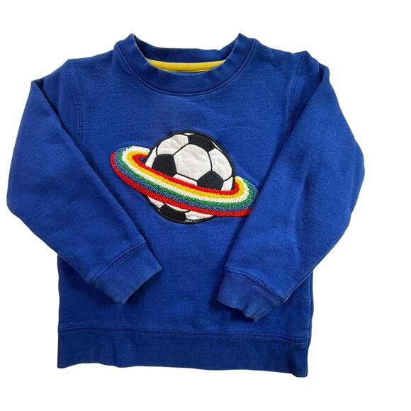 Mini Boden Boys Girls Soccer Ball Rainbow Sweatshirt Blue Size 2-3Y 98cm - Picture 1 of 6